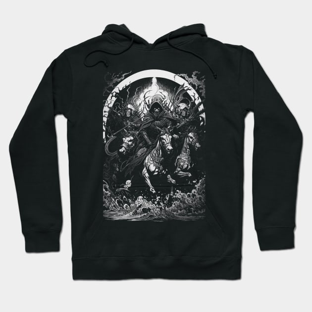 Four Horsemen of the Apocalypse Hoodie by lyndsey craven